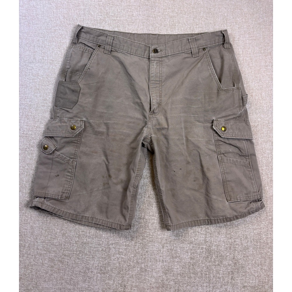 Carhartt Mens B357-DES Relaxed Fit Ripstop Cargo Work Shorts Desert Sand Size 40